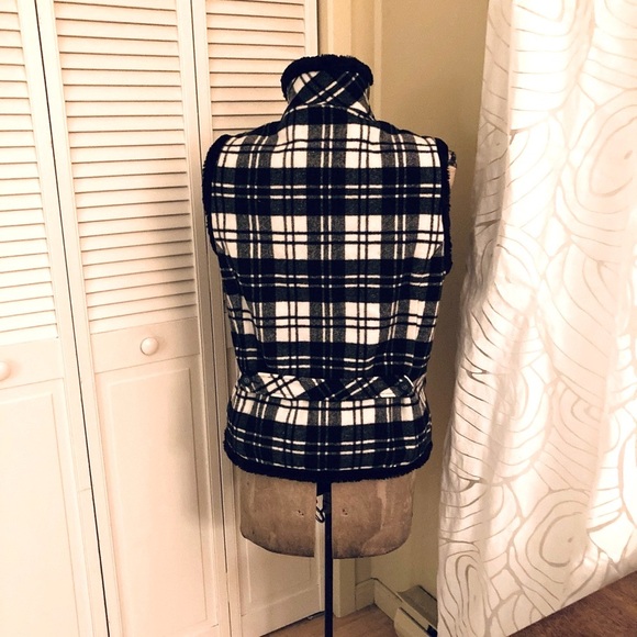 Woolrich Vintage Wool Vest with Faux Fur Lining - Black & Cream Buffalo … - Picture 2 of 13